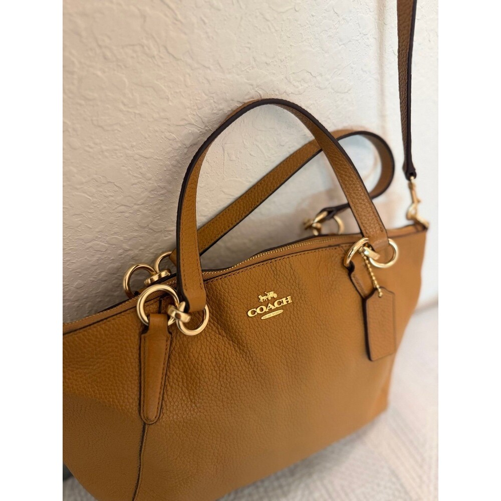 Coach Kelsey Brown Pebbled Leather Satchel Crossbody in Light Saddle F28993 - Picture 4 of 12